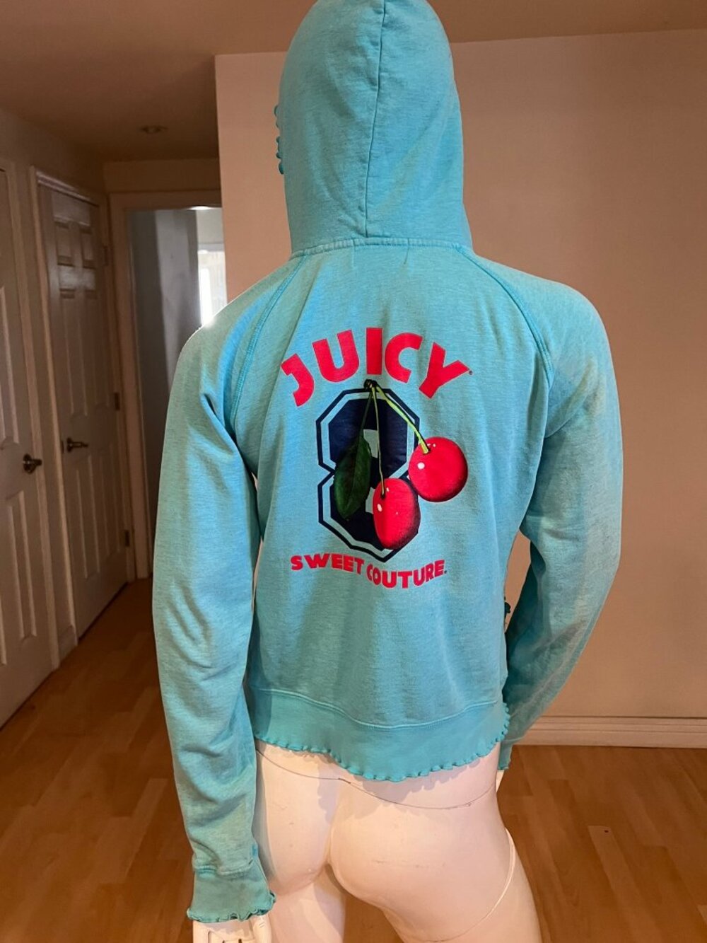 Y2K JUICY COUTURE SWEET CHERRY 8 COUTURE HOODIE JACKET SZ L LARGE